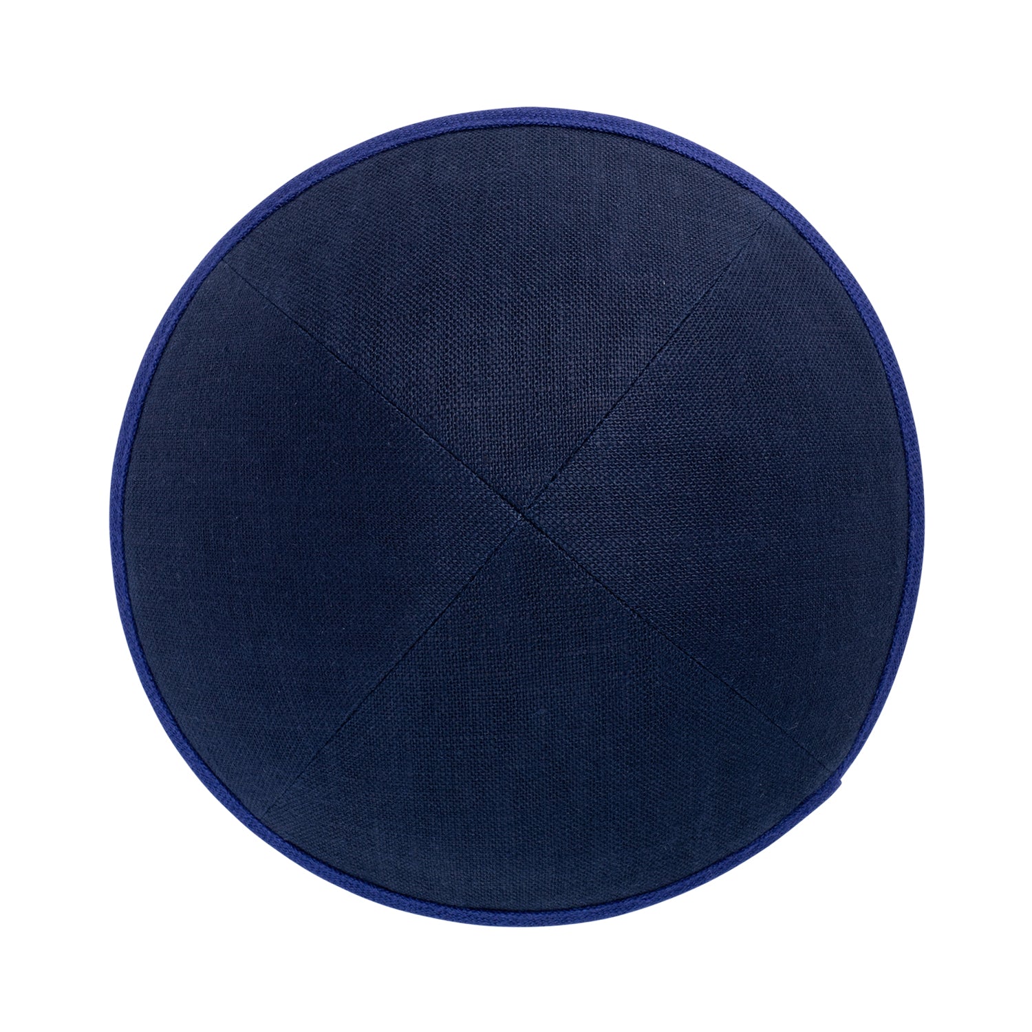 IKIPPAH NAVY LINEN W/ ROYAL BLUE RIM YARMULKE