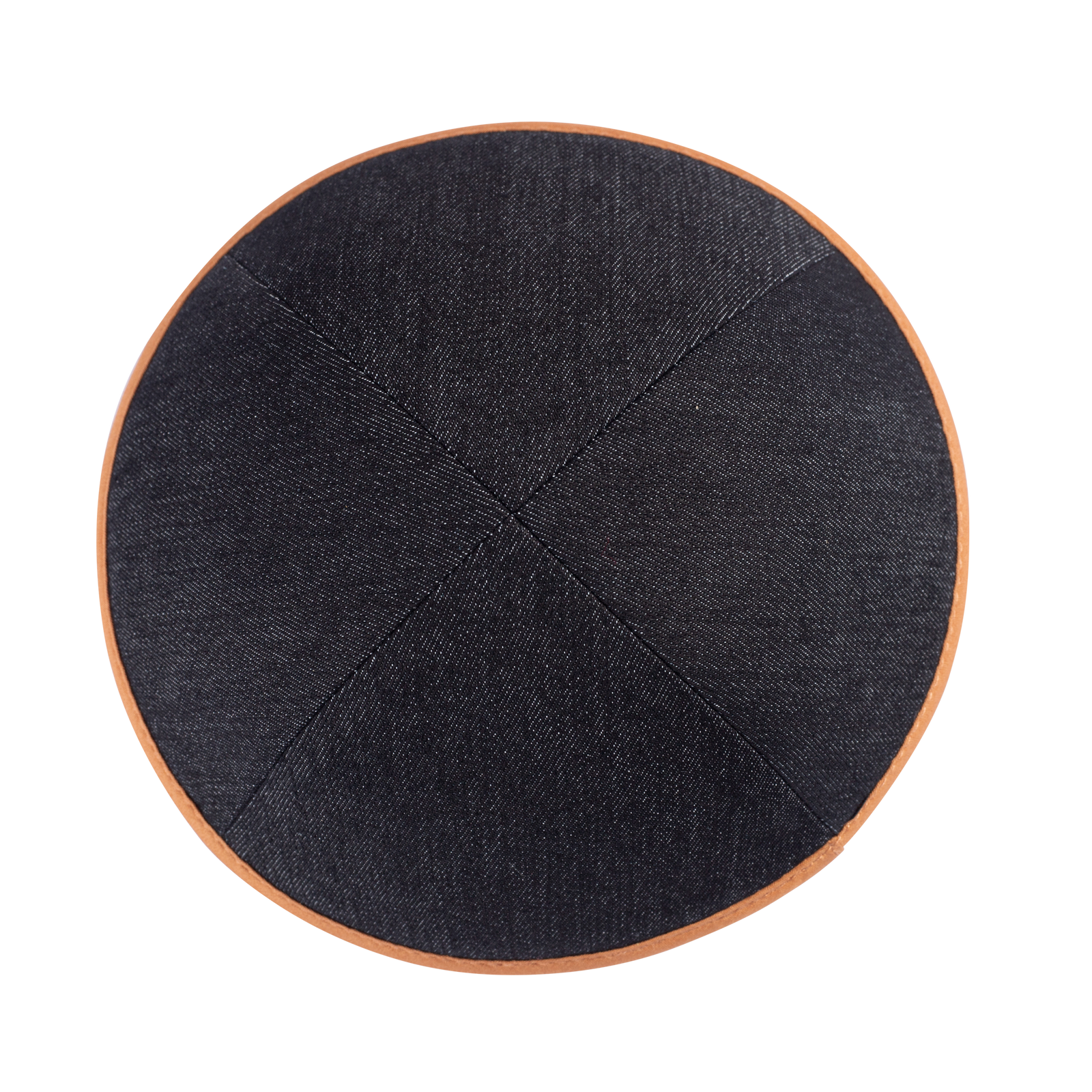IKIPPAH BLACK DENIM W/ CAMEL RIM YARMULKE