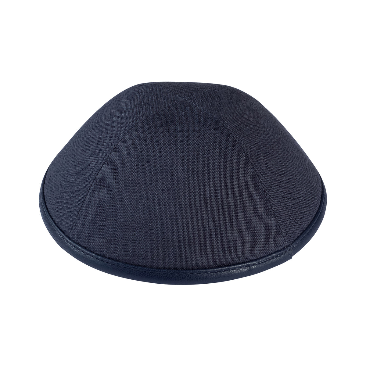 IKIPPAH CHARCOAL GRAY LINEN W/ LEATHER RIM YARMULKE