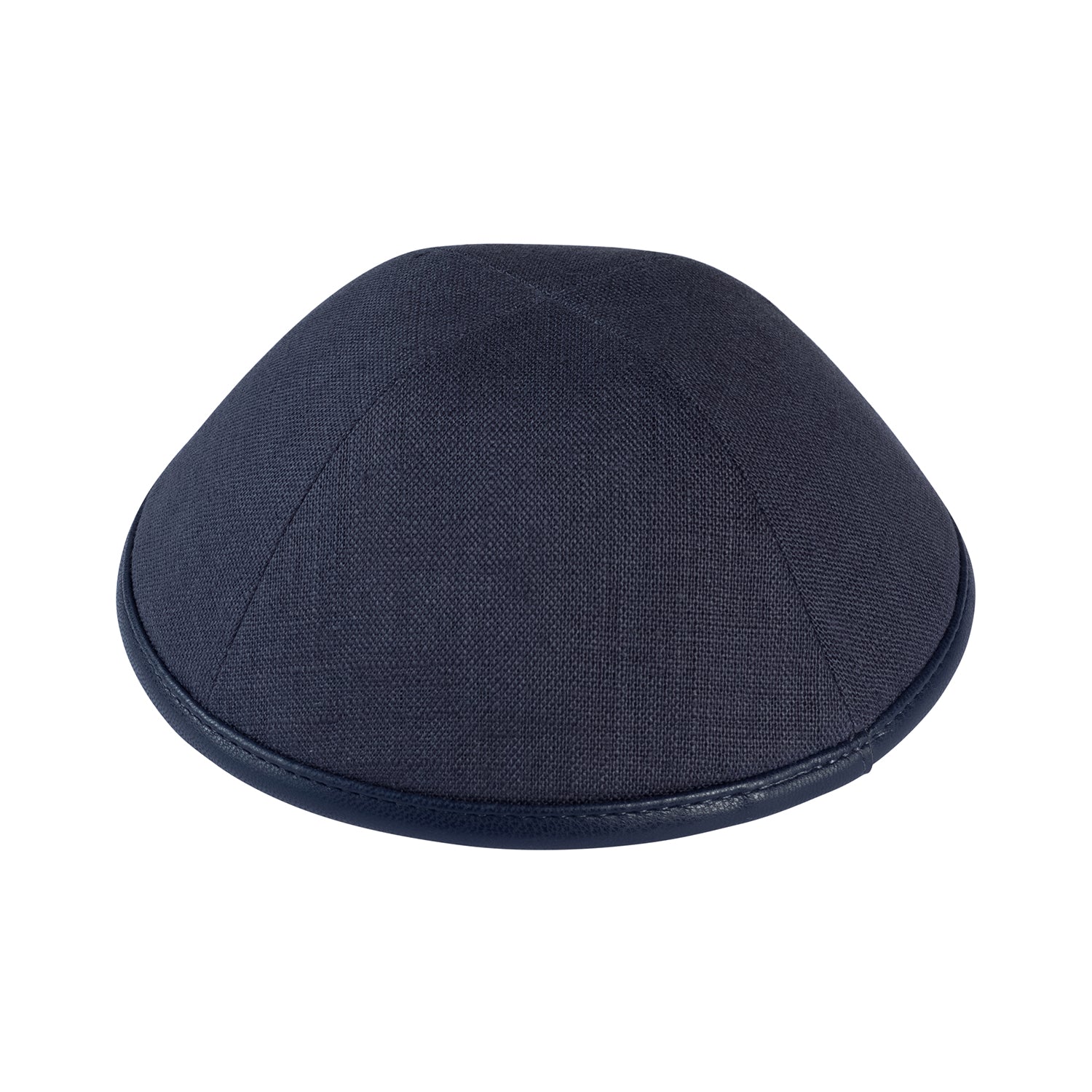 IKIPPAH CHARCOAL GRAY LINEN W/ LEATHER RIM YARMULKE