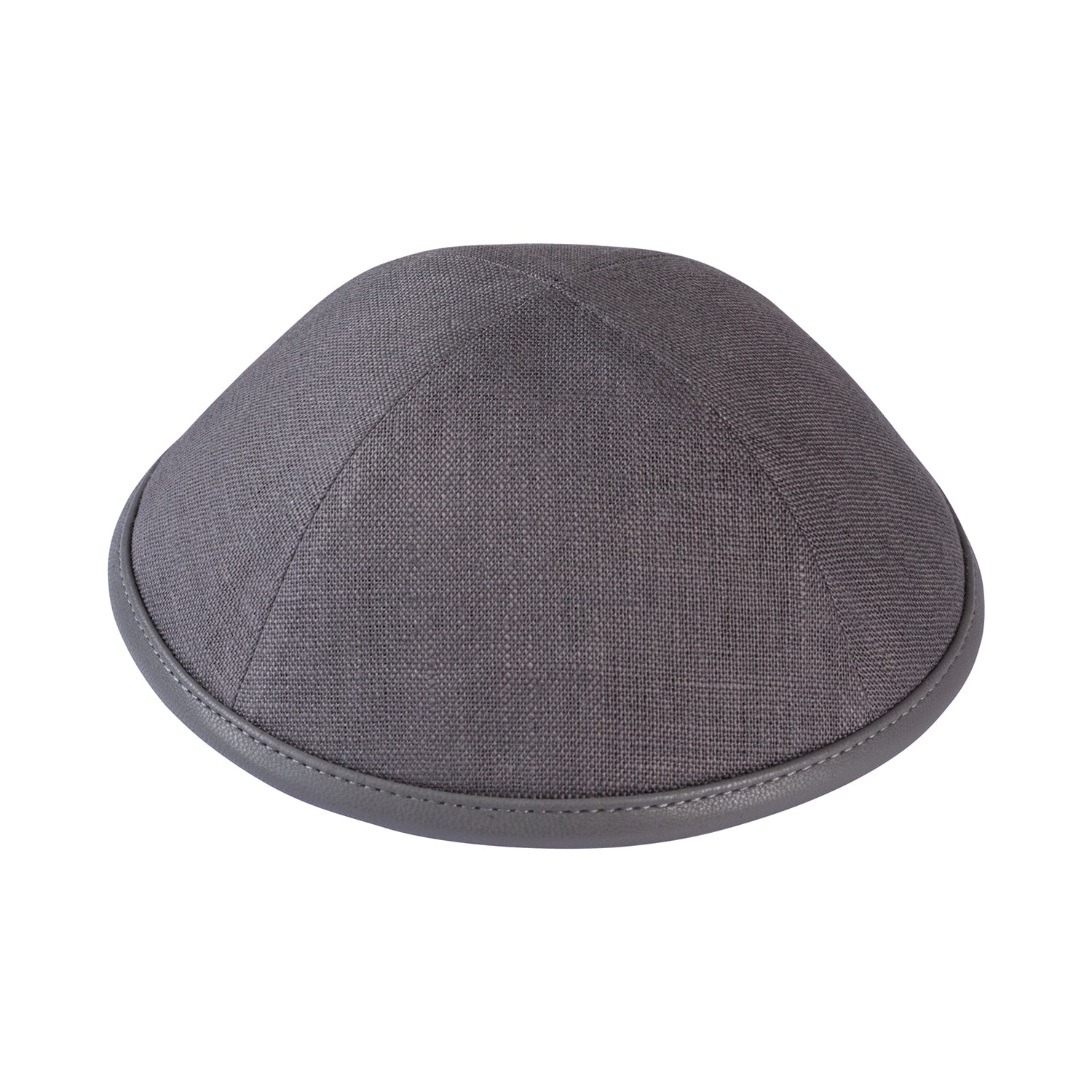 IKIPPAH GRAY LINEN WITH LEATHER RIM YARMULKE