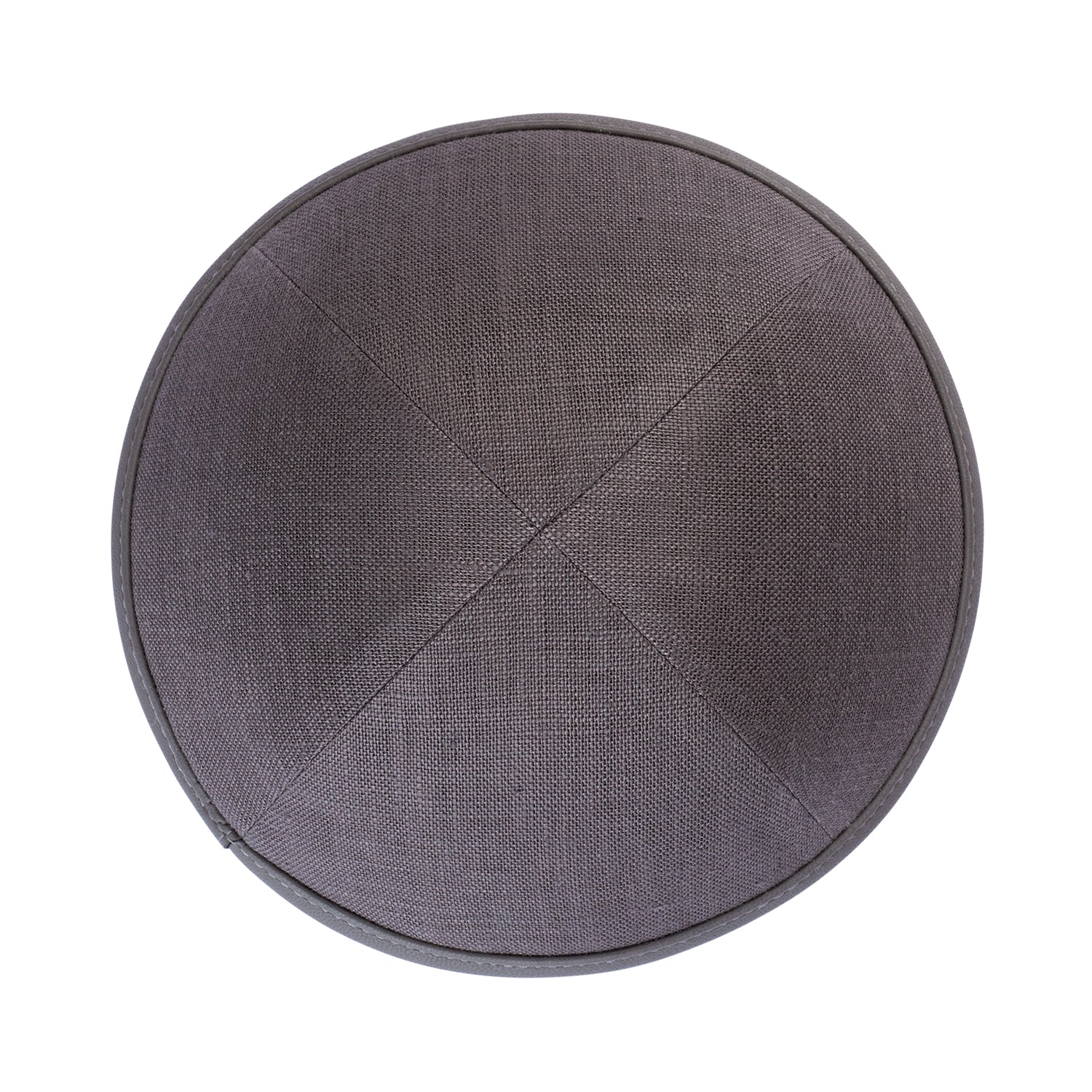 IKIPPAH GRAY LINEN WITH LEATHER RIM YARMULKE