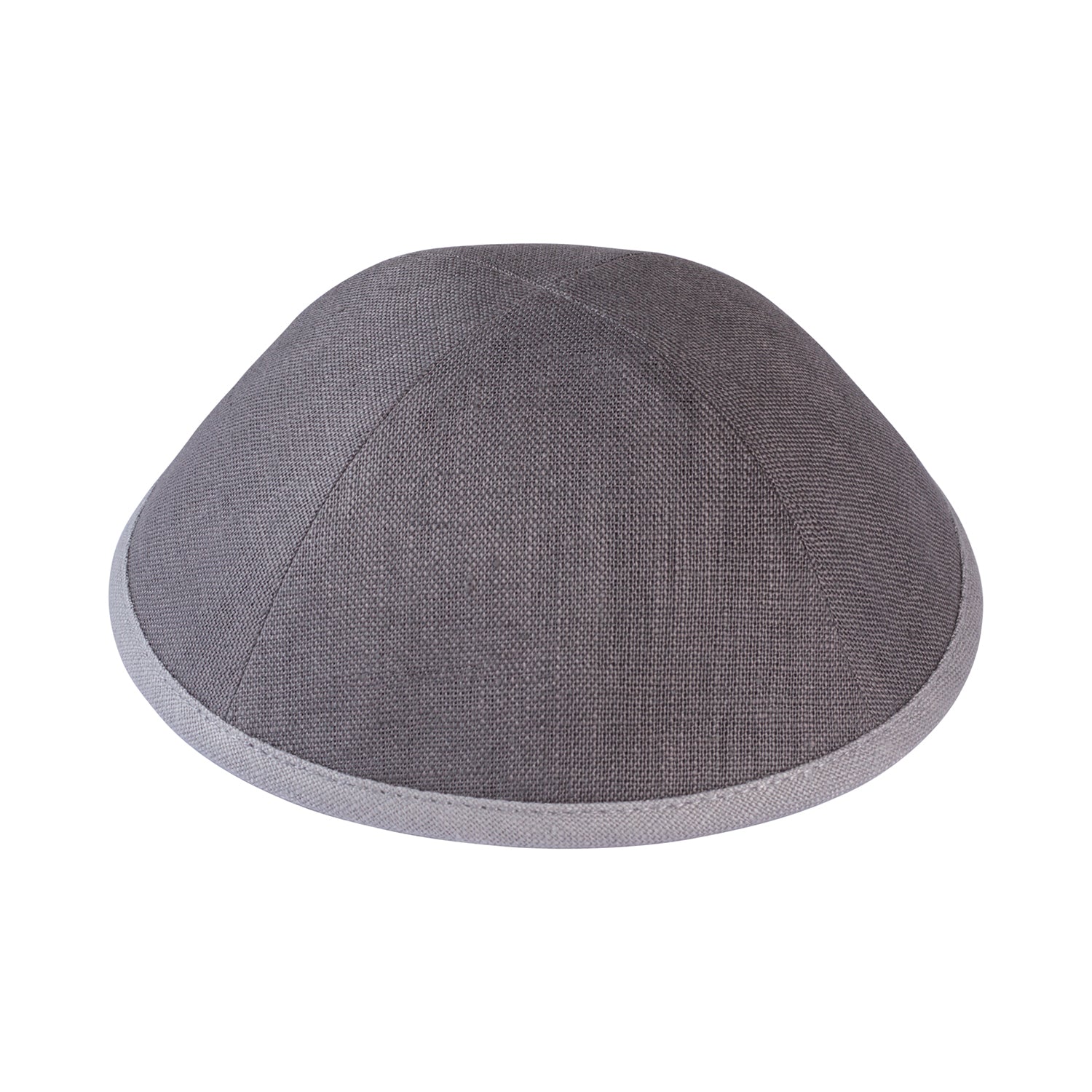 IKIPPAH GRAY LINEN W/ LIGHT GRAY RIM YARMULKE