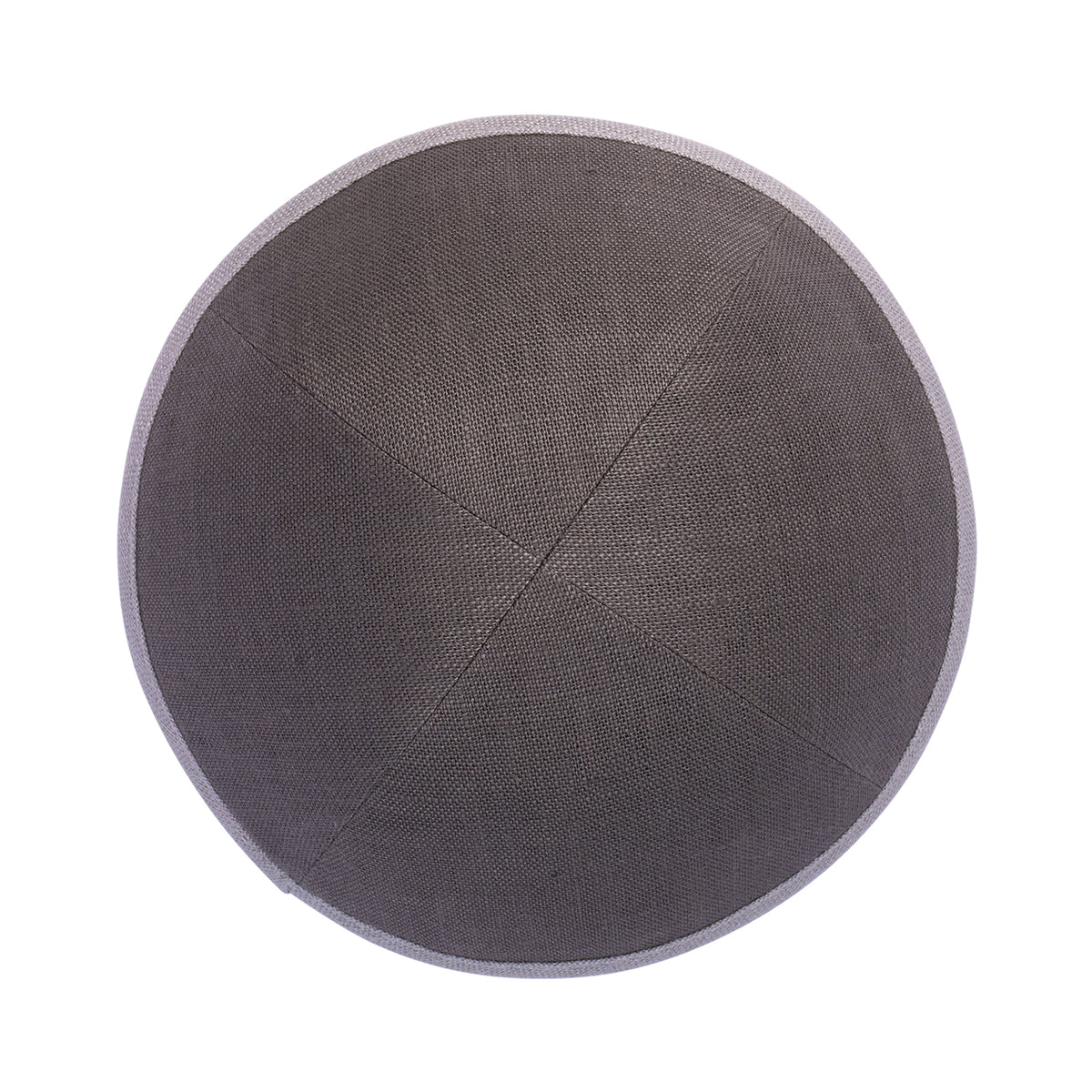 IKIPPAH GRAY LINEN W/ LIGHT GRAY RIM YARMULKE