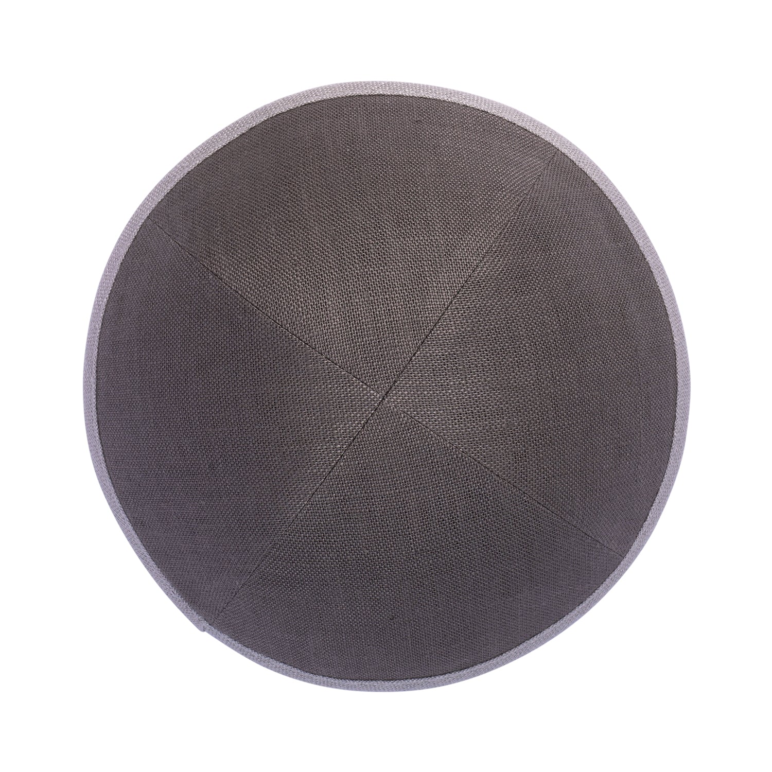 IKIPPAH GRAY LINEN W/ LIGHT GRAY RIM YARMULKE