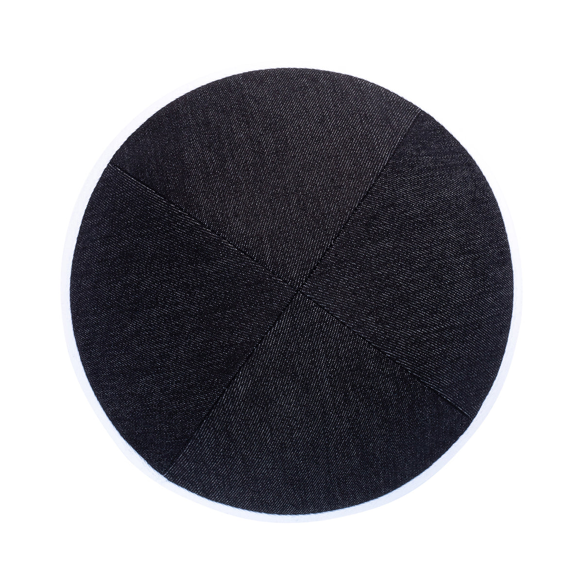 IKIPPAH BLACK DENIM W/ WHITE RIM YARMULKE