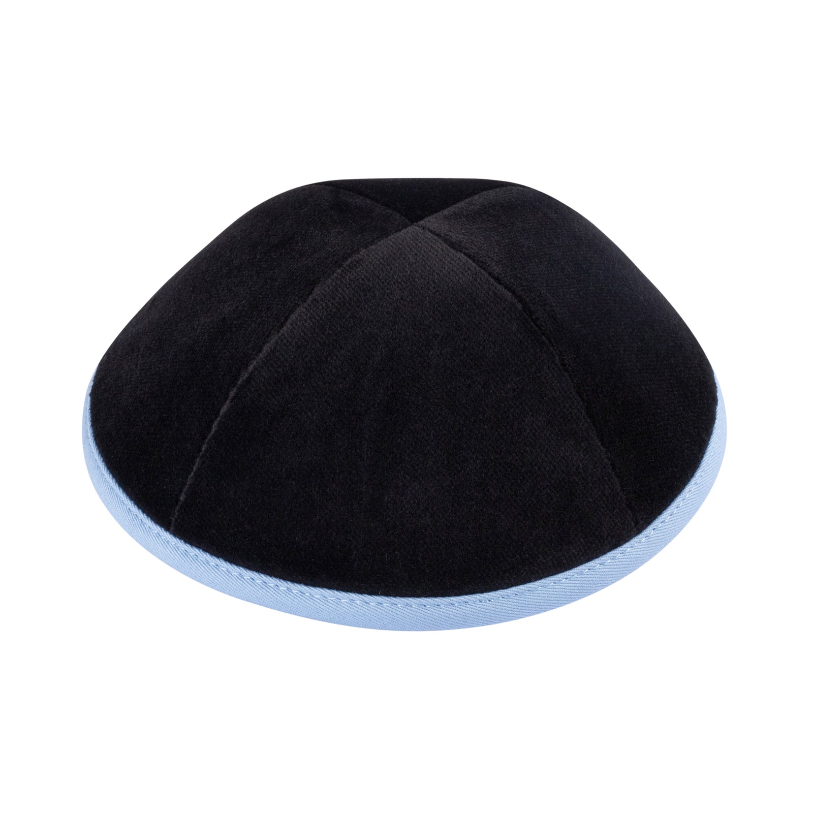 IKIPPAH BLACK VELVET W/ SKY BLUE RIM YARMULKE