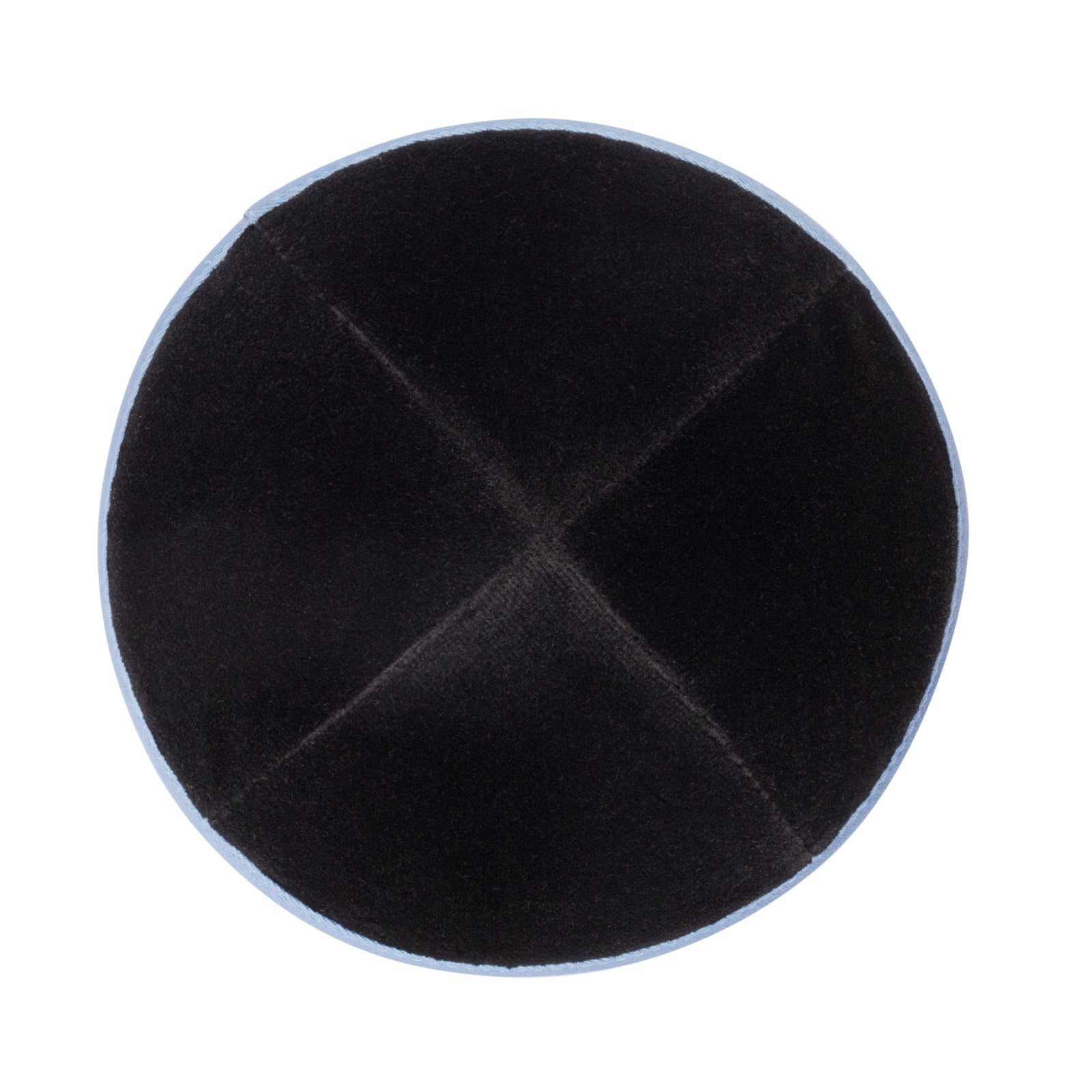 IKIPPAH BLACK VELVET W/ SKY BLUE RIM YARMULKE