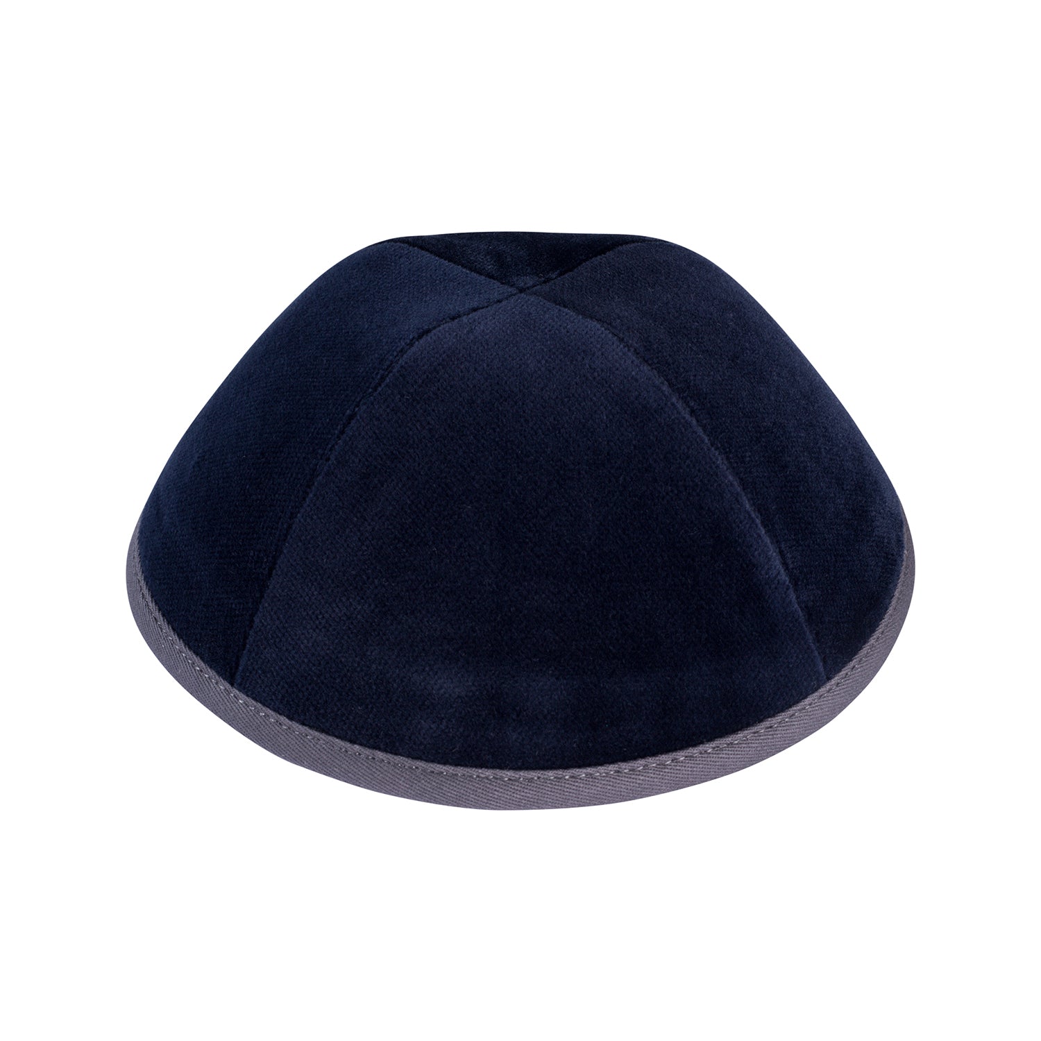 IKIPPAH NAVY VELVET W/ GRAY RIM YARMULKE