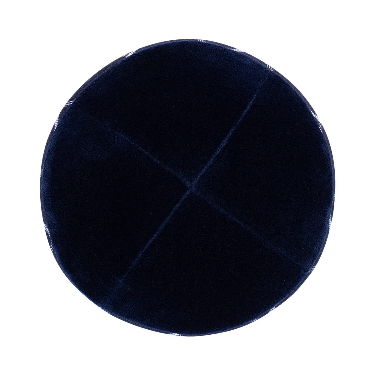 IKIPPAH NAVY VELVET W/ PLAID RIM YARMULKE