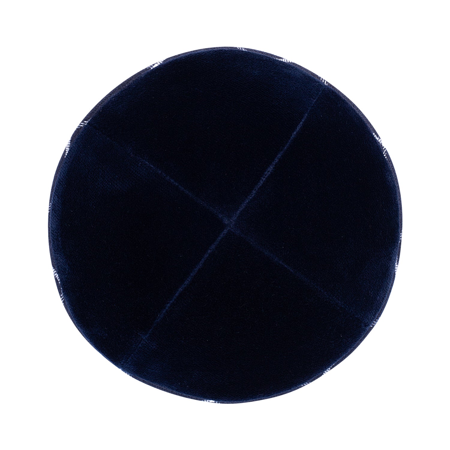 IKIPPAH NAVY VELVET W/ PLAID RIM YARMULKE