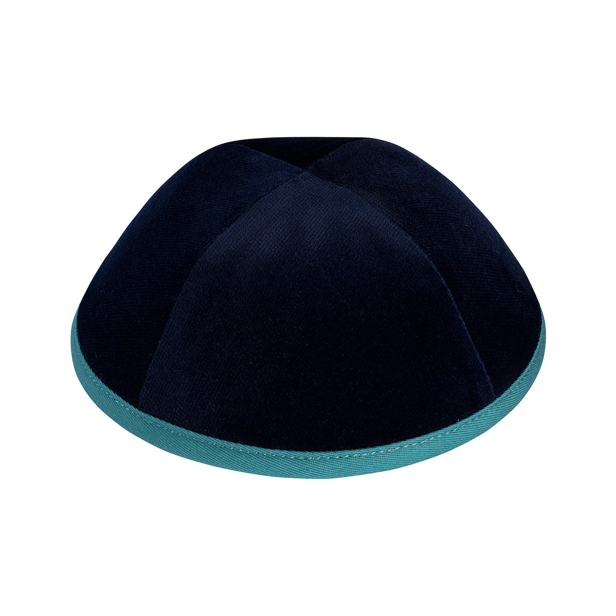 IKIPPAH NAVY VELVET W/ PERSIAN GREEN RIM YARMULKE