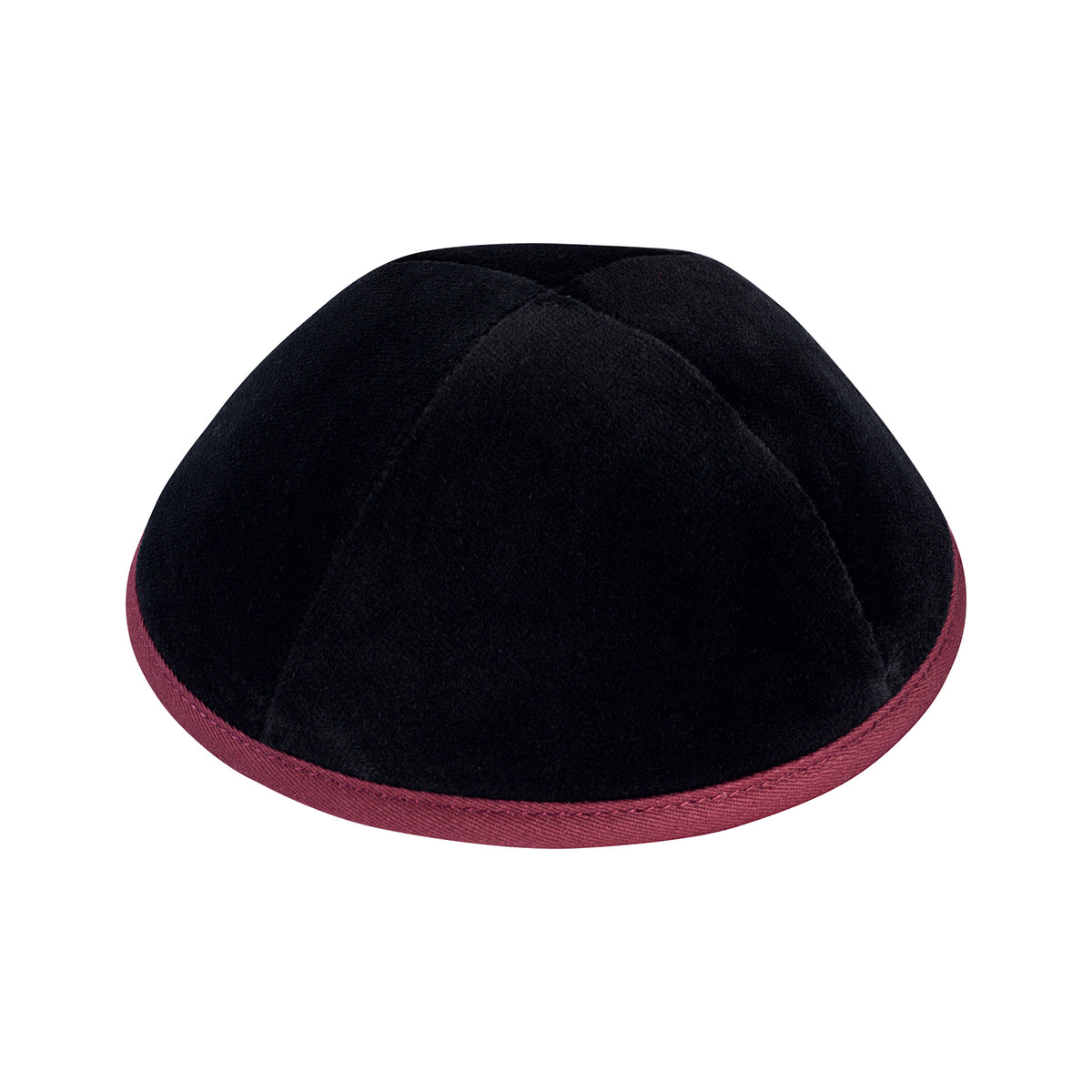 IKIPPAH BLACK VELVET W/ BURGUNDY RIM YARMULKE