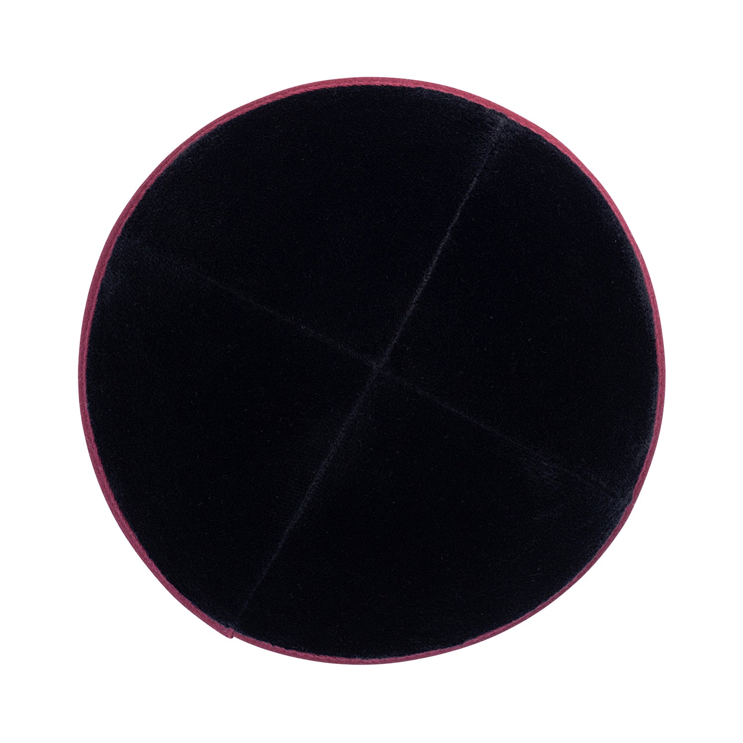 IKIPPAH BLACK VELVET W/ BURGUNDY RIM YARMULKE
