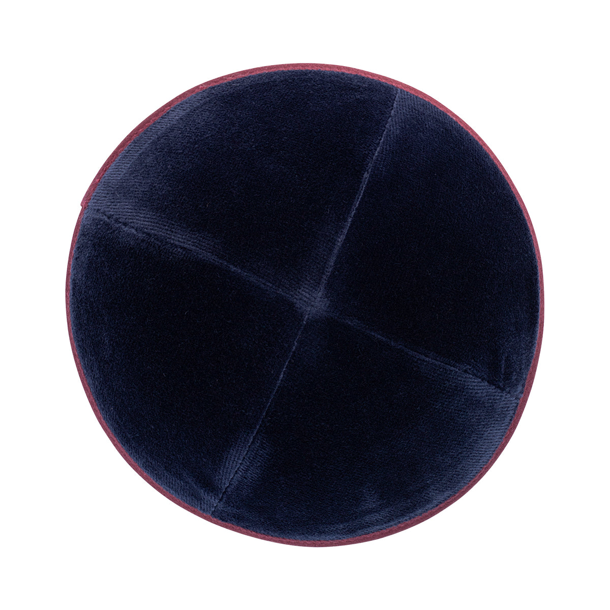 IKIPPAH NAVY VELVET W/ BURGUNDY RIM YARMULKE