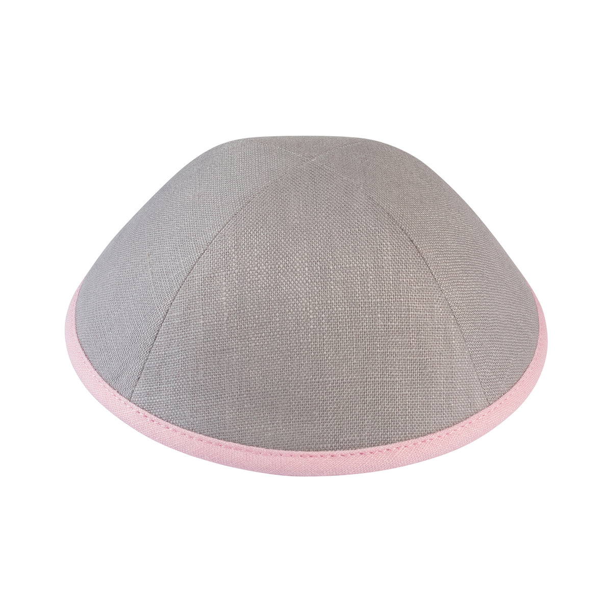 IKIPPAH LIGHT GRAY LINEN W/ PINK RIM YARMULKE