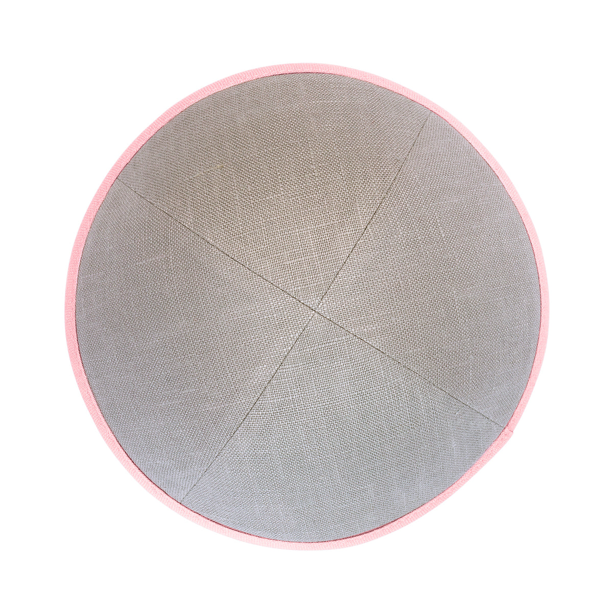 IKIPPAH LIGHT GRAY LINEN W/ PINK RIM YARMULKE