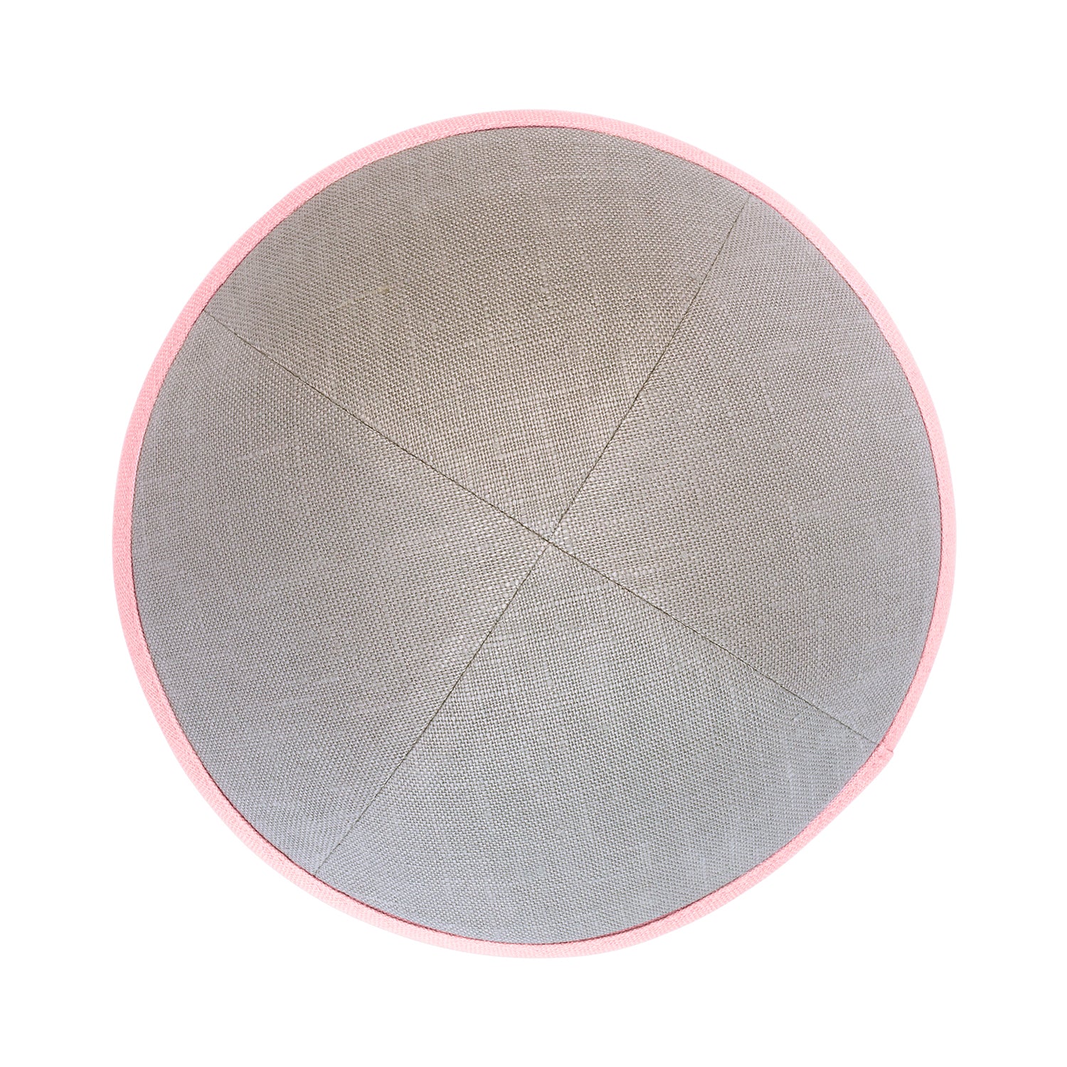 IKIPPAH LIGHT GRAY LINEN W/ PINK RIM YARMULKE