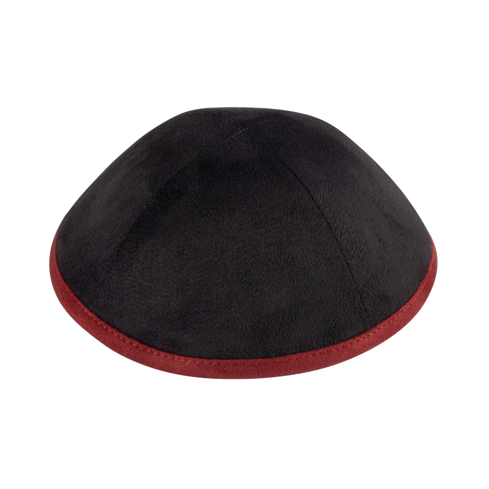 IKIPPAH BLACK SUEDE W/ MAROON RIM YARMULKE