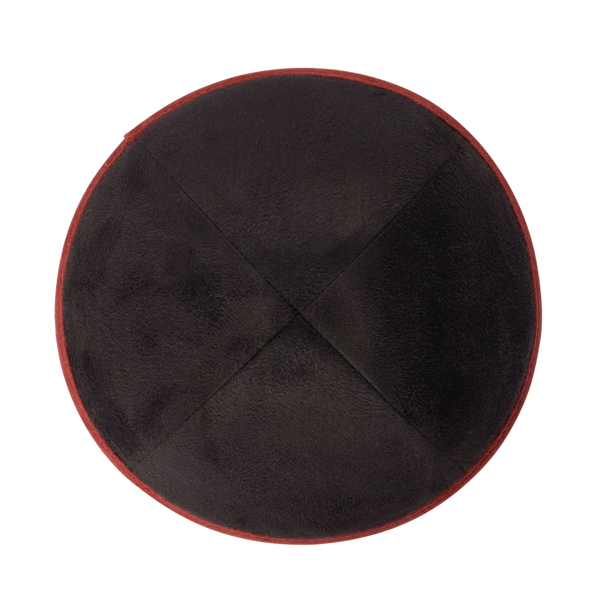 IKIPPAH BLACK SUEDE W/ MAROON RIM YARMULKE