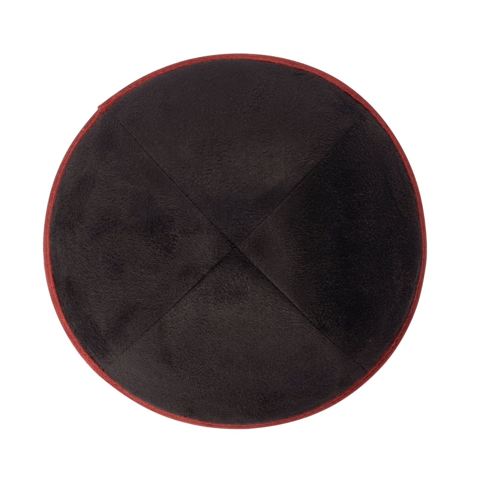 IKIPPAH BLACK SUEDE W/ MAROON RIM YARMULKE