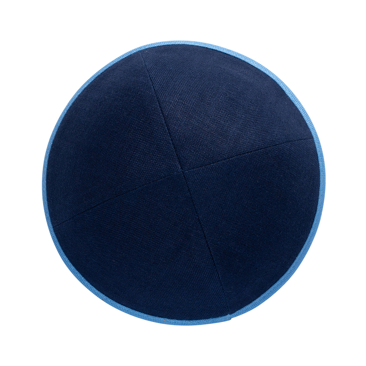 IKIPPAH NAVY LINEN W/ SKY BLUE RIM YARMULKE