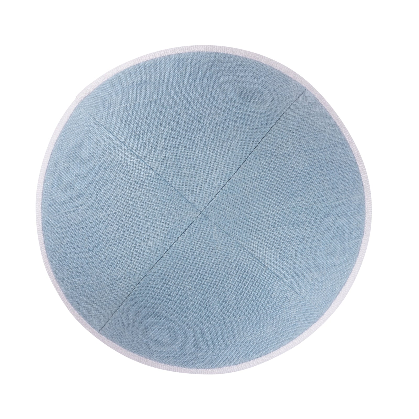 IKIPPAH LIGHT BLUE LINEN W/ WHITE RIM YARMULKE