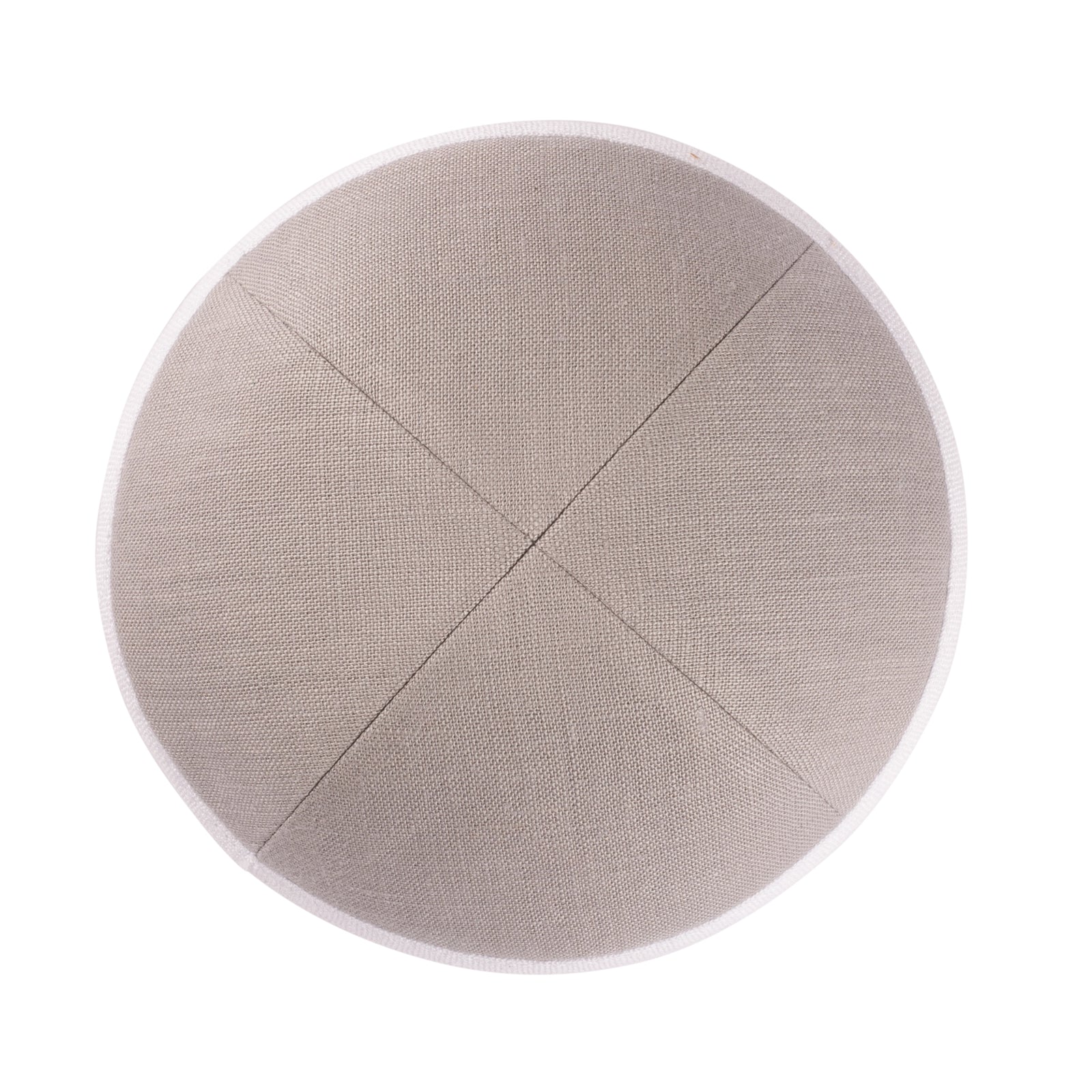 IKIPPAH LIGHT GRAY LINEN W/ WHITE RIM YARMULKE