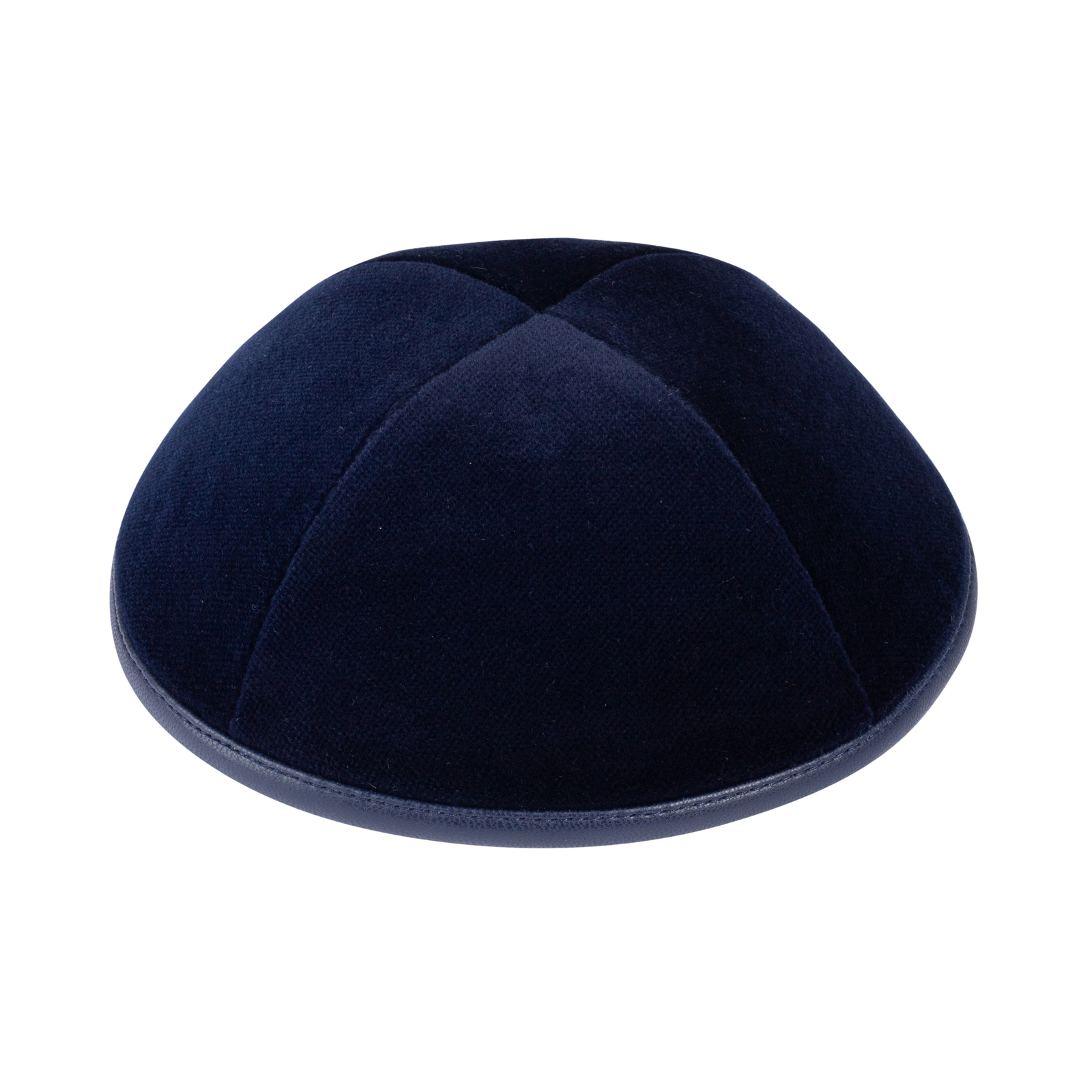 IKIPPAH NAVY VELVET W/ LEATHER RIM YARMULKE