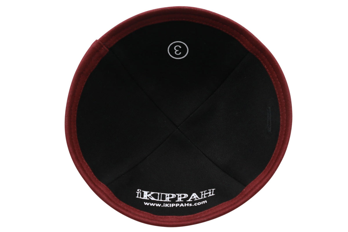 IKIPPAH BLACK VELVET W/ BURGUNDY RIM YARMULKE